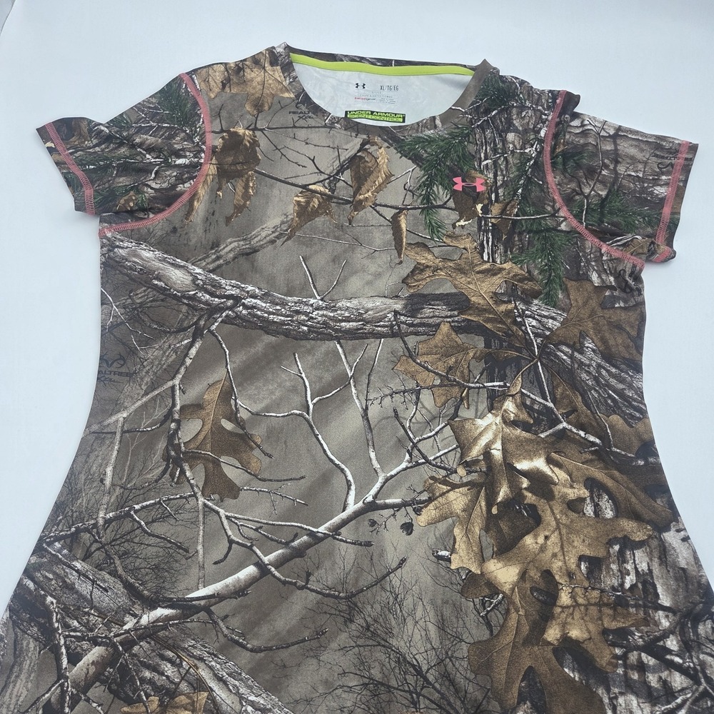 Under Armour UA Realtree Xtra Womens XL Forest Camo Fitted Season Hunting Shirt